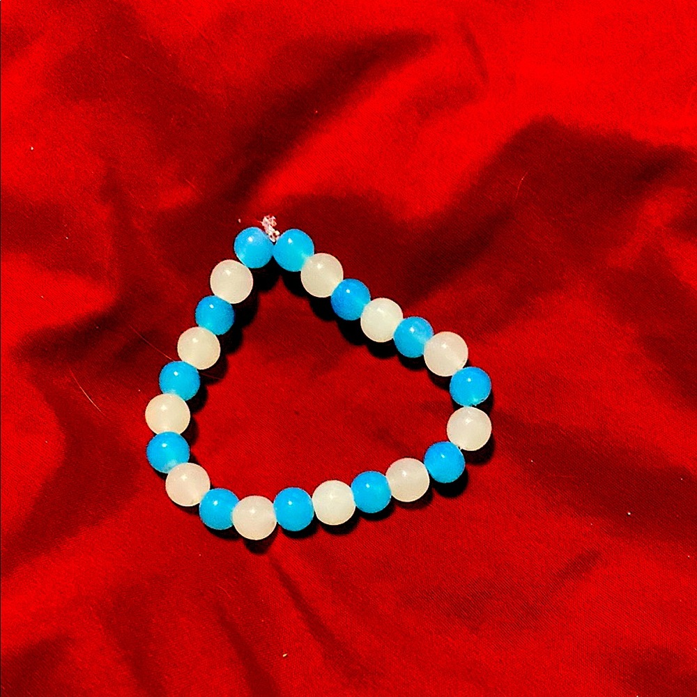 Blue and White Beaded Bracelet